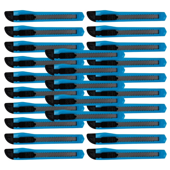 MotoProducts 25 Sky Blue Small Retractable Utility Knife Wholesale 5 inch Manual Lock Box Cutter Snap Off Blade