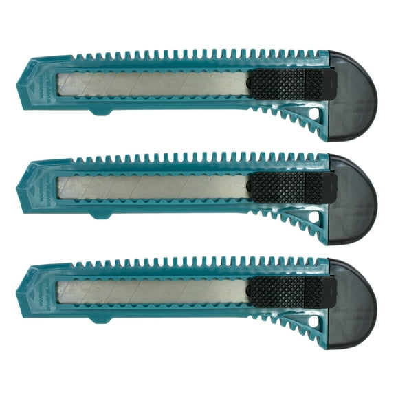 MotoProducts 3 Turquoise Retractable Utility Knife Wholesale 6 inch Manual Lock Box Cutter Snap Off Blade