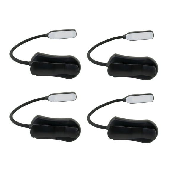 MotoProducts LED Rechargeable Clip On Book Light for Reading in Bed w/3 Reading Light Intensities Long Lasting & Compact Perfect for Readers Kids & Travel 4 Pack