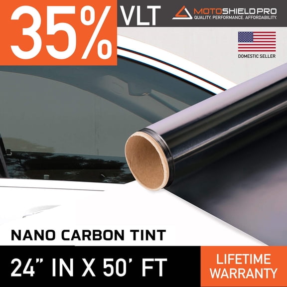 MotoShield Pro Nano Carbon Window Tint - 24" in x 50' ft Roll + Lifetime Warranty