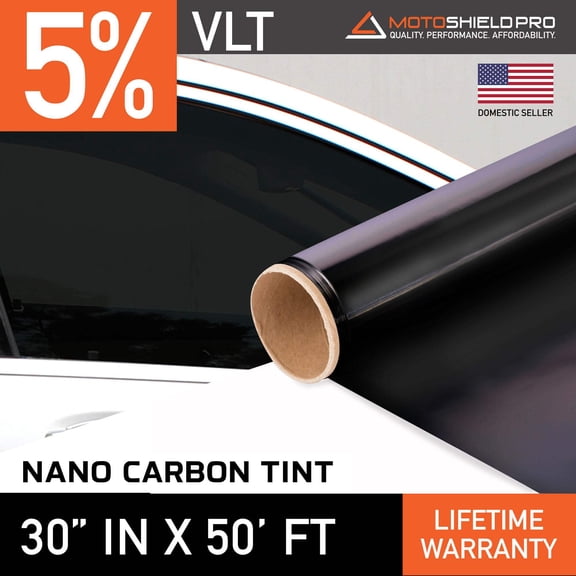MotoShield Pro Nano Carbon Window Tint - 30" in x 50' ft Roll + Lifetime Warranty