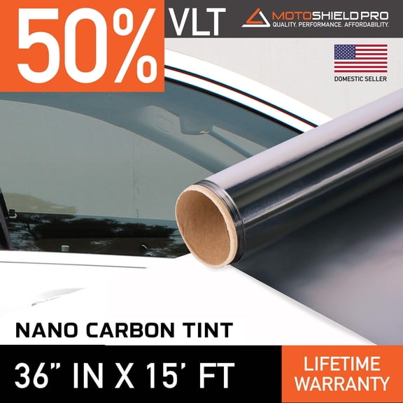 MotoShield Pro Nano Carbon Window Tint - 36" in x 15' ft Roll + Lifetime Warranty