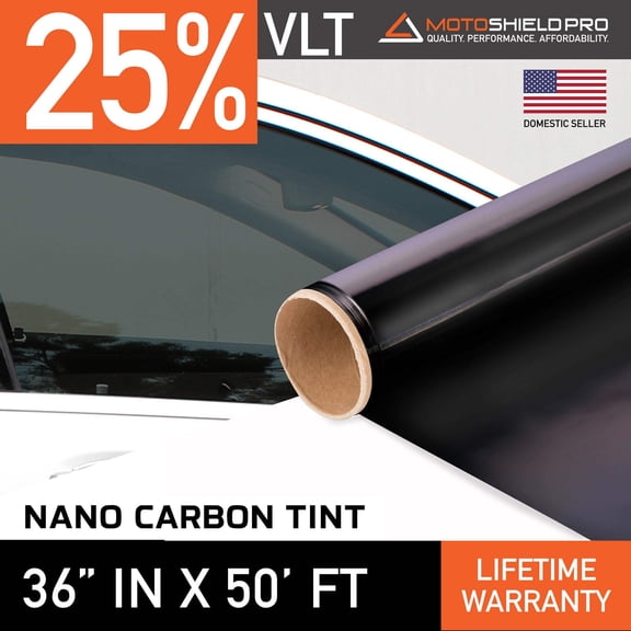 MotoShield Pro Nano Carbon Window Tint - 36" in x 50' ft Roll + Lifetime Warranty