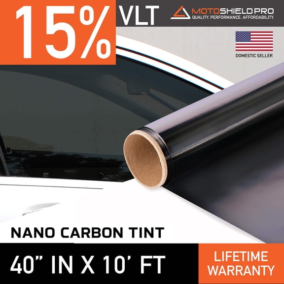 MotoShield Pro Carbon Window Tint - 40" in x 10' ft Roll + Lifetime Warranty