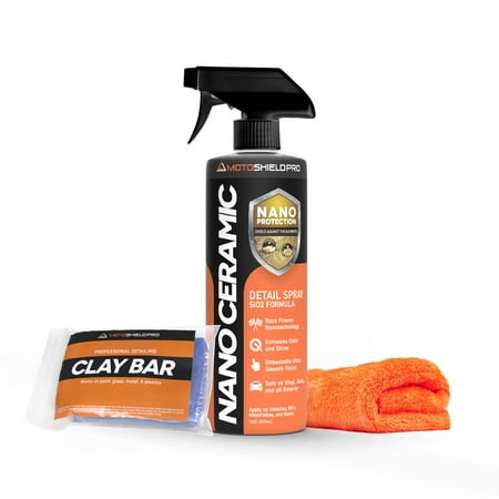MotoShield Pro Nano Ceramic Detail Spray [Leaves An Ultra Smooth Hydrophobic Surface] For Cars, RVs, Motorbikes, and Boats - 16oz SiO2