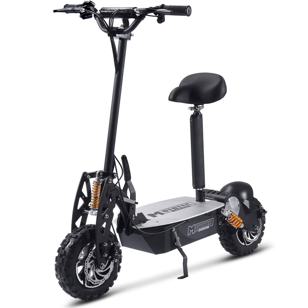 MotoTec 2000w 48v Stand Up Electric Scooter with Seat Black