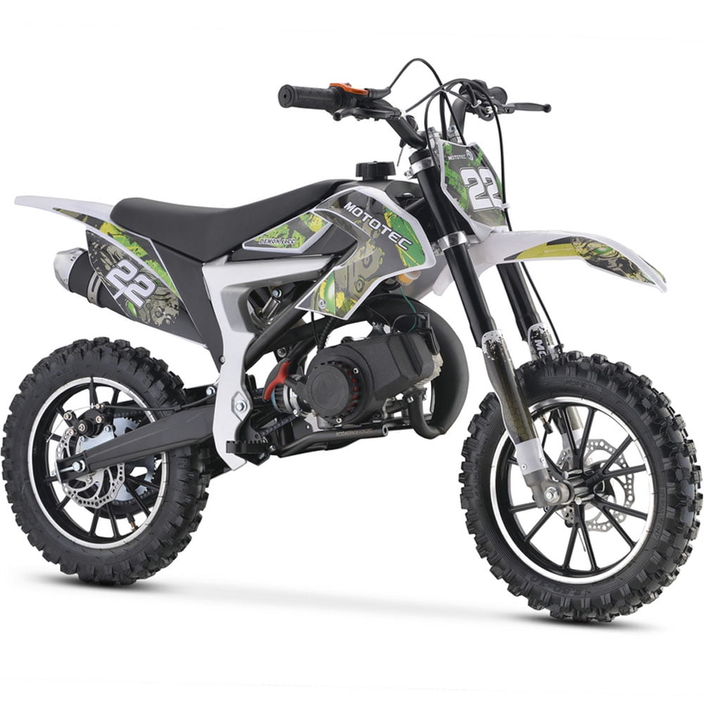 MotoTec 50cc Demon Kids Gas Dirt Bike 2-Stroke Motorcycle Pit Bike Green