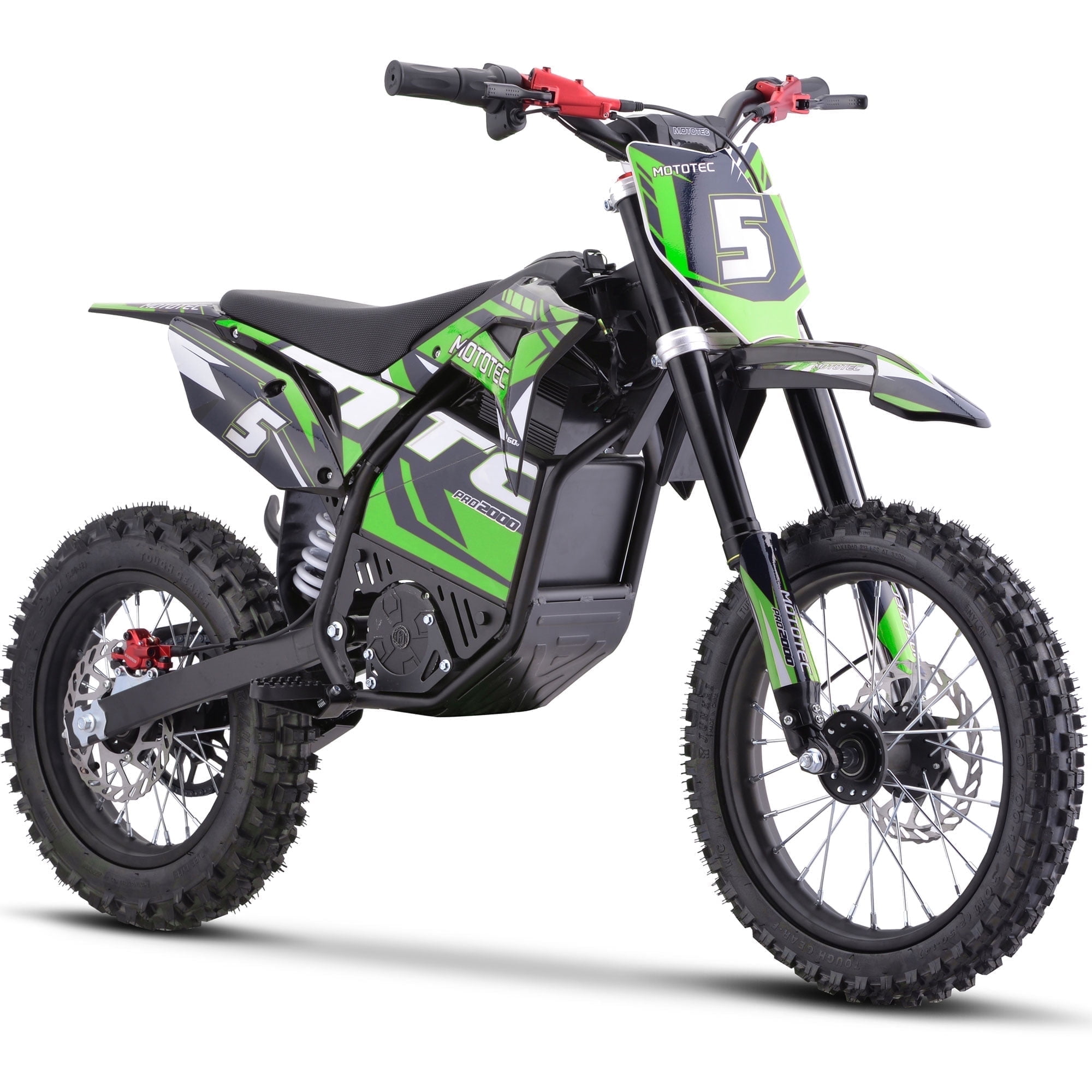 MotoTec Pro Electric Dirt Bike 2000w 60v Lithium Green Fast