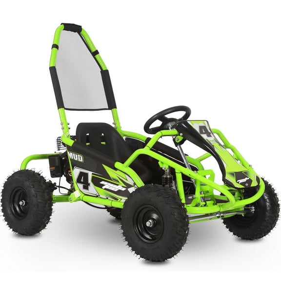 MotoTec Mud Kids Gas Powered 98cc Go Kart Full Suspension Green