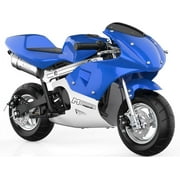 MotoTec Phantom 49 cc 2 Stroke Gas Powered Mini Bike Max Speed 25 mph Weight 43 lbs, Blue