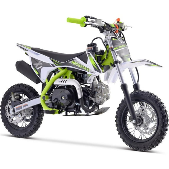 MotoTec X1 70cc 4-Stroke Gas Dirt Bike, Green