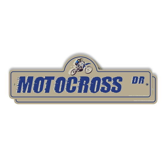 Motocross (2 Pack) Plastic Street Sign - 6 Inch X 18 Inch Gift Sports Racing Dirt Bike Stunts Extreme Outdoor Trail Adventure Fun Challenge