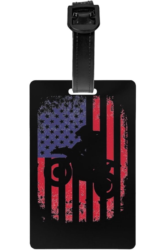 Motocross American Flag Luggage Tag List, Travel Backpack Luggage Tag Quick Identification Luggage Tag