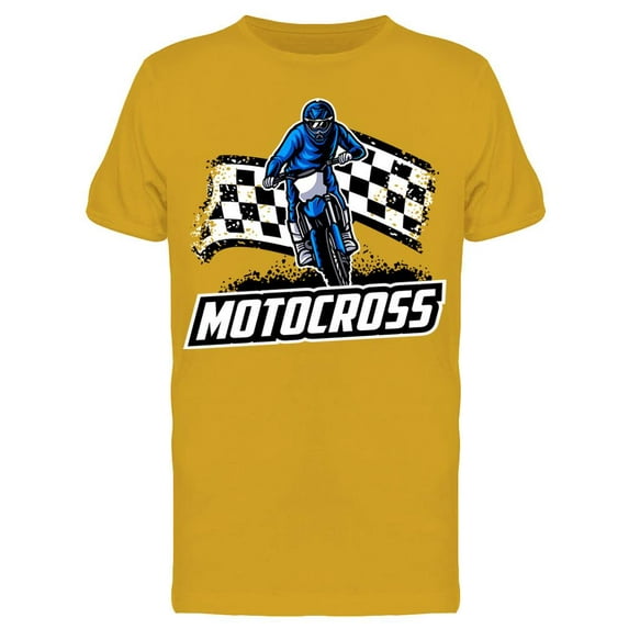 Motocross Biker And Flag T-Shirt Men -Image by Shutterstock, Male 3X-Large