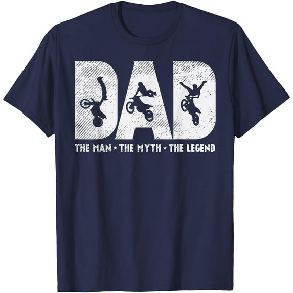 Motocross Dad Man Myth Legend Dirt Bike Motorcycle Race Gift Softstyle Unisex T-Shirt,Navy Color,Size XL