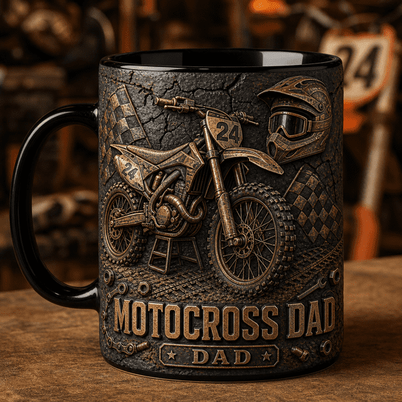 Motocross Dad Ceramic Mugs Dirt Bike Father Gift 11oz 15oz