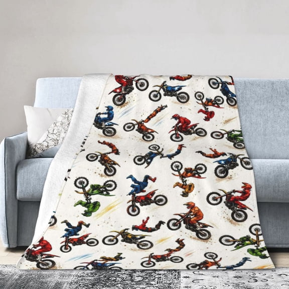 Motocross Dirt Bike Blanket Gift Throw Blanket Racing Stunt Rider Gift for Room Decor 50x40