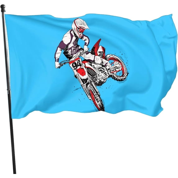 Motocross Dirt Bike Flag Outdoor Indoor Garage With Grommets Dormitory Farmhouse Decoration Sign