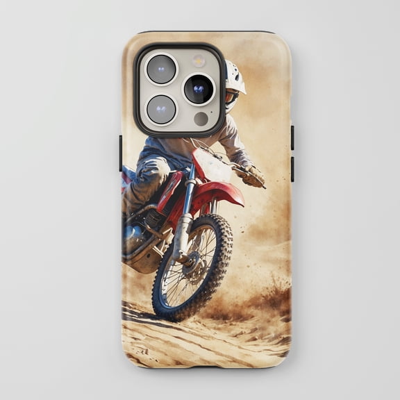 Motocross Dirt Bike For All iPhone Series Tough Phone Case Adventure Sand Beige