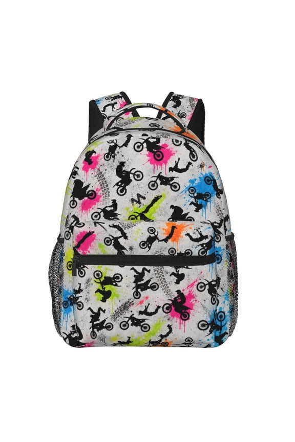Motocross Dirt Bike Graffiti Backpack Lightweight Travel Bag for Men and Women