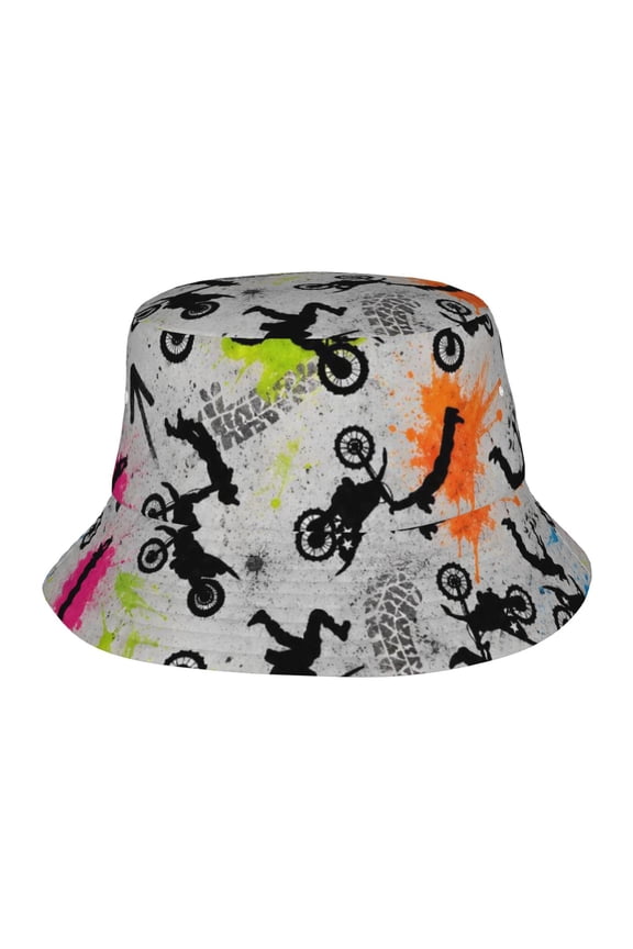 Motocross Dirt Bike Graffiti Fisherman's Hat Casual and Breathable Sun Hat for Men and Women