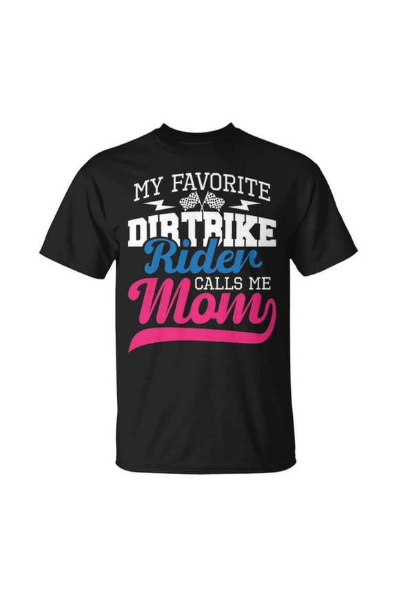 Motocross Dirt Bike Rider Cotton Tee for Adults – Unisex T-Shirt with 'My Favorite Dirt Bike Rider Calls Me Mom' Quote, Casual Comfortable MX Bike Design, Size S, Color Black
