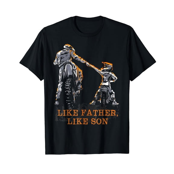 Motocross Dirt Bike T-Shirt Black Tee - Like Father Like Son T-Shirt Black Tee