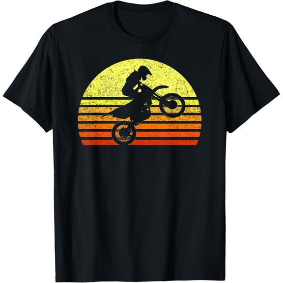 Motocross Dirt Bike Tee Off Road Motorcycle Rally Retro T-ShirtMen and women can wear, black T-shirts, gifts. Age: M,L，XL 2XL, 3XL, 414XL