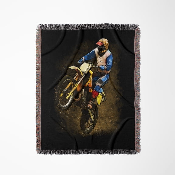 Motocross Dirtbike Dirty Sport Hobby Biker Offroad Extreme, Woven Blanket