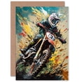 thumbnail image 1 of Motocross Fan Dirt Pit Bike Race Sport for Husband Him Dad Son Brother Birthday Thank You Fathers Day Blank Art Greeting Card, 1 of 3