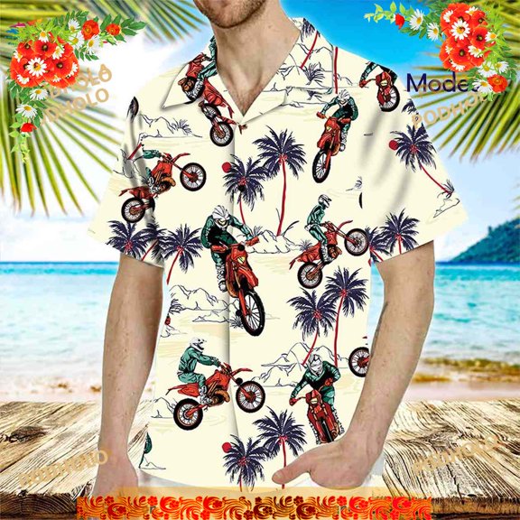 Motocross Funny Hawaiian Shirt, Motorcycle Beach Shirt