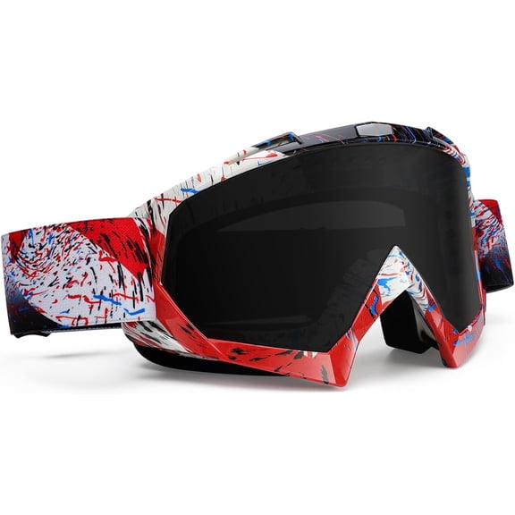 Motocross Goggles ATV DirtBike Riding Racing Eyewear Windproof Glasses, UV400 Anti-Fog Scratch Impact Resistant Eye Protection Safety Goggles for Youth Men & Women(Grey Lens)