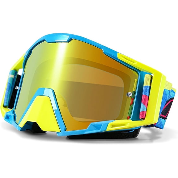 Motocross Goggles with Nose Guard, Anti-Fog OTG Dirt Glasses for Men & Women, UV Protection Off-Road Eyewear