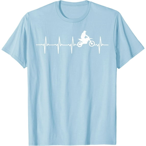 Motocross Heartbeat Bikers Softstyle Unisex T-Shirt,Light Blue Color,Size 5-6T