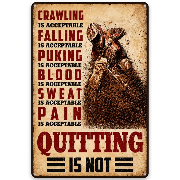 Motocross Inspirational Iron Wall Decor Sign 8x12 Inch - Motivational Quote Rustic Style Metal Poster for Home Gym, Garage, Office - Easy Hanging, Indoor/Outdoor Use, Weather Resistant Finish