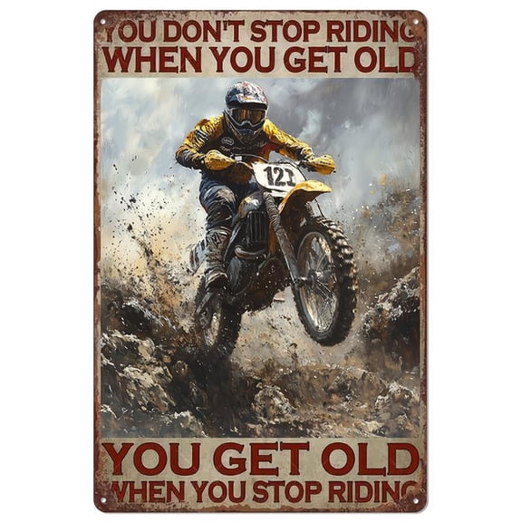 Motocross Inspirational Metal Sign - 8X12 Inch Vintage Style Wall Art With English Motto - Durable Metal Garage And Man Cave Decor - Ideal Gift For Motorbike Riders