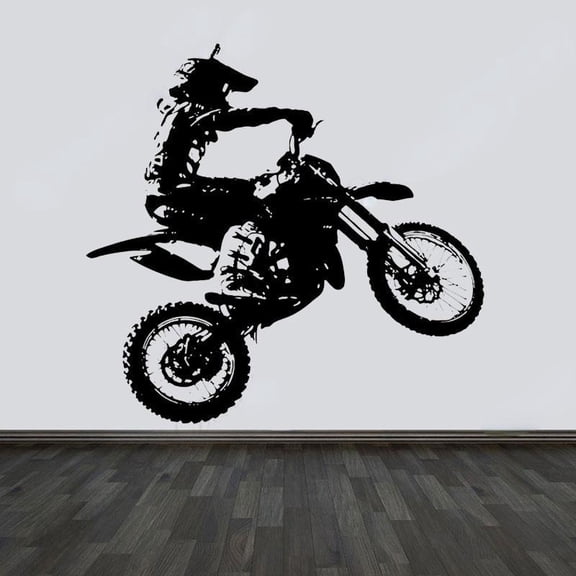 Motocross Motorcycle Player Extreme Sport Wall Sticker Vinyl Home Decor Boys Room Teens Bedroom Dirt Bike Decals Removable 59x57cm