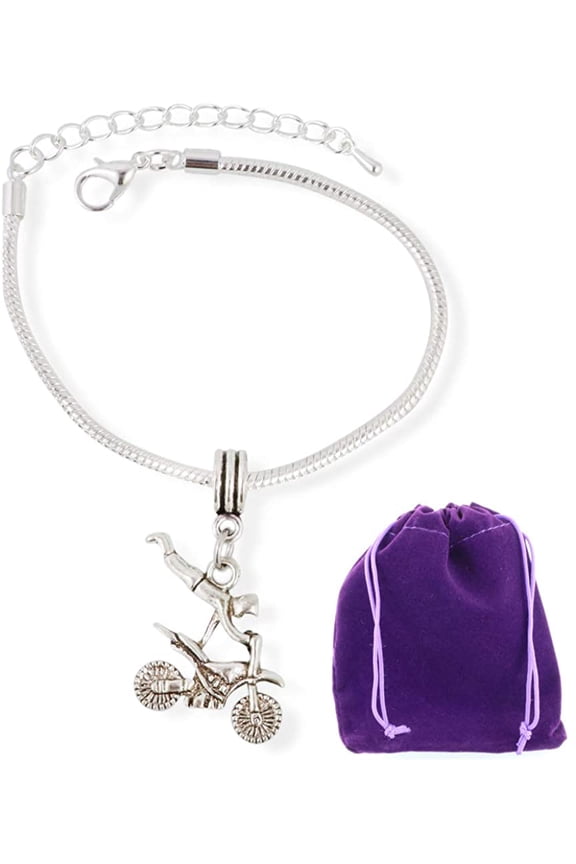 Motocross Motorcycle Superman Snake Chain Charm Bracelet