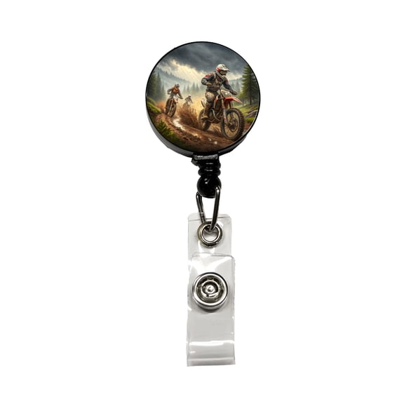 Motocross Off Road Dirt Bikes Racing Retractable Reel ID Badge Key Card Name Tag Holder with Clip