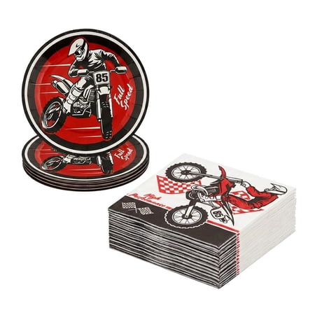 Motocross Party Disposable Tableware Set for 8 Guests
