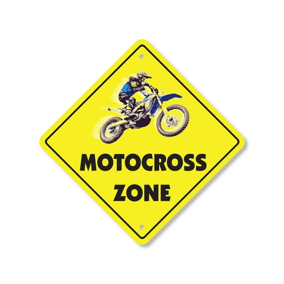 Motocross Plastic Crossing Sign - 10 Inch X 10 Inch Xing Sign Gift Sports Racing Dirt Bike Stunts Extreme Outdoor Trail Adventure Fun Challenge