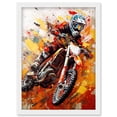 thumbnail image 1 of Motocross Race Motorcycle Sport Oil Painting Artwork Framed Wall Art Print A4, 1 of 4