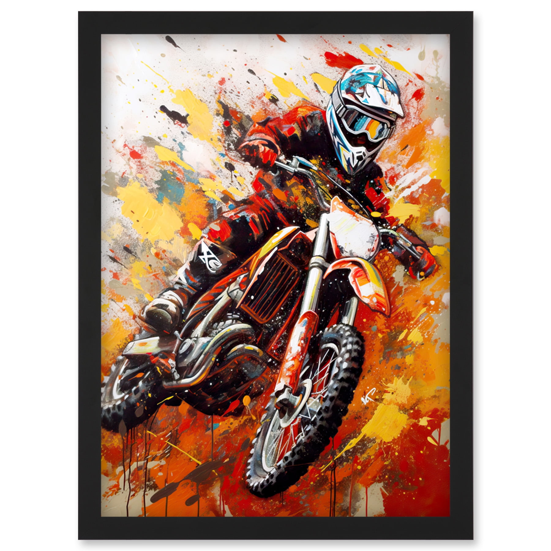 Poster Encadré Motocross - Course De Moto Sport - 30x40 Cm - Artery8