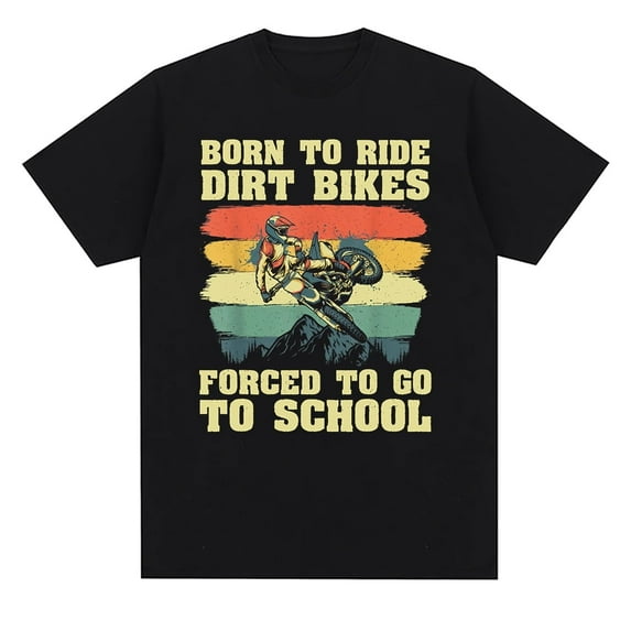 Motocross Racing Dirt Bike Vintage Casual T-Shirt For Men Short Sleeve Black Tee