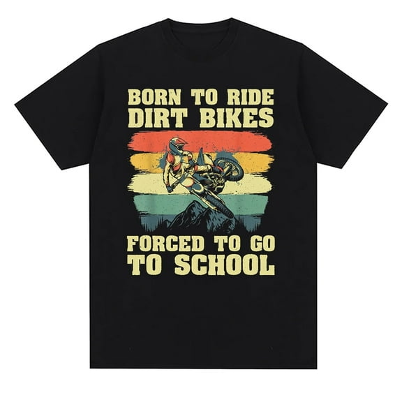 Motocross Racing Dirt Bike Vintage Casual T-Shirt For Men Short Sleeve Black Tee