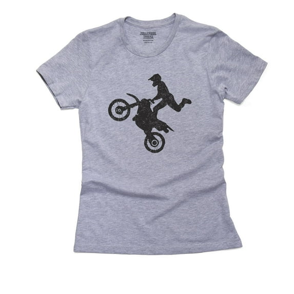Motocross Racing Doing Trick Over Jump Awesome Women's Cotton Grey T-Shirt