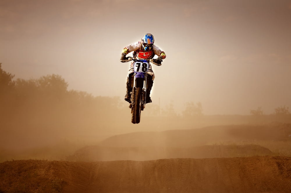 Motocross Rider Canvas Art - Con Tanasiuk Design Pics (34 x 22)
