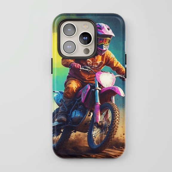 Motocross Rider For All iPhone Series Tough Phone Case Extreme Sport Art Multicolor