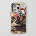 thumbnail image 1 of Motocross Rider For All iPhone Series Tough Phone Case Watercolor Art Beige Orange, 1 of 7