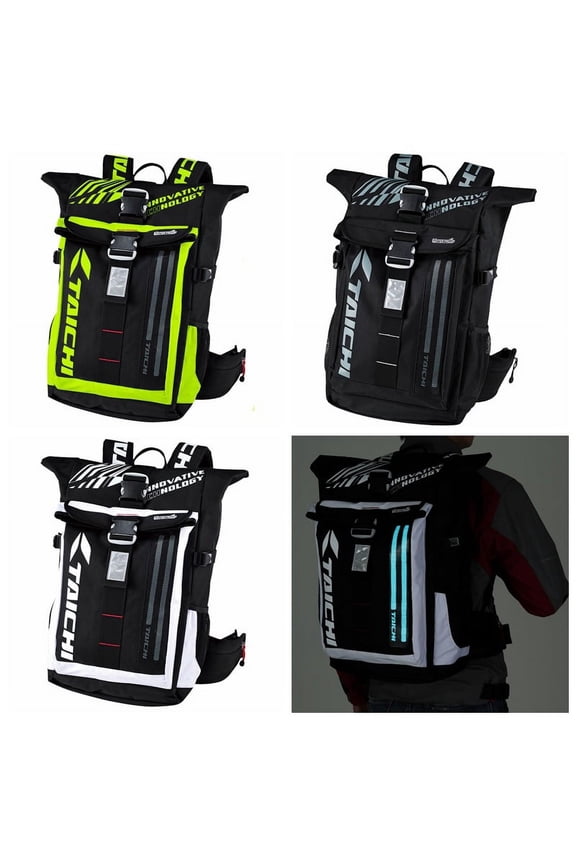 Motocross Rider Riding Racing Bag RSB272 With LED Night Light Cold Light More Waterproof - Backpack,Black and white